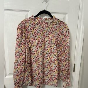 LOFT Red and Yellow Floral Top